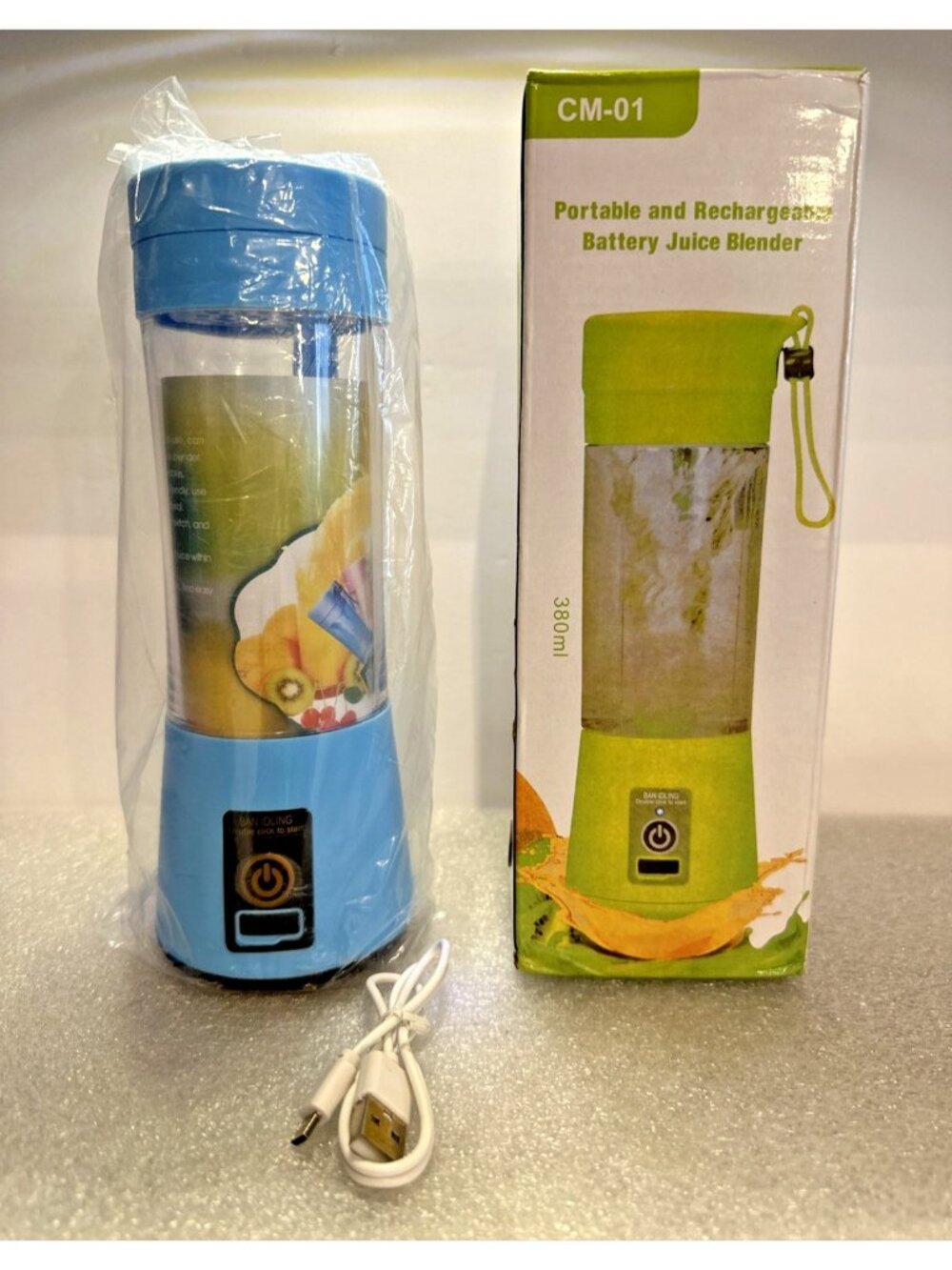 Portable Rechargeable Personal Blender 380ml Juice Smoothie USB Blue New In Box
